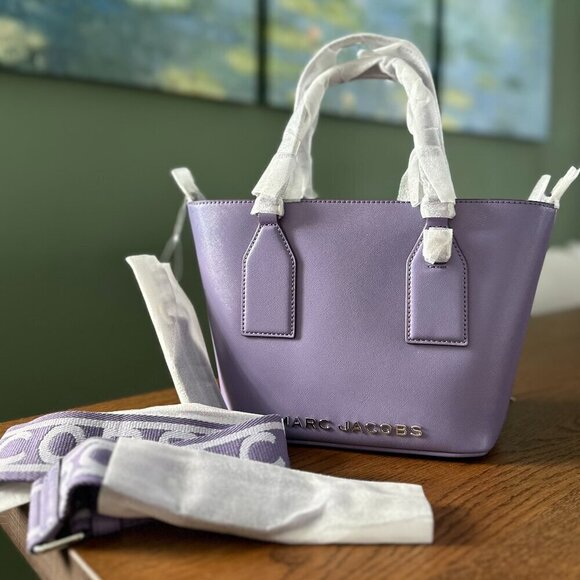 NEW! NWT! Marc Jacobs Trademarc  Mini Tote Crossbody -Lavender Soffiano Leather - Picture 1 of 10